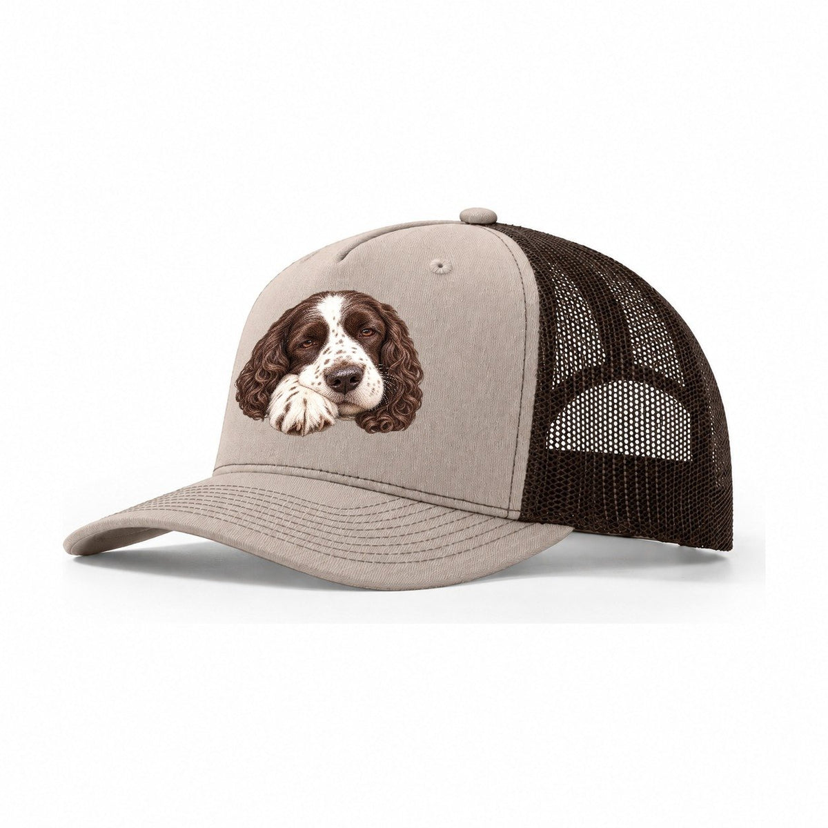 Springer Sleepy Paw Fold Pastimes Companions Trucker Hat – Khaki Brown