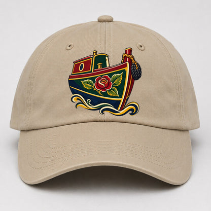 Canal Narrowboat Rose Painted Bow Uk Culture Heritage Baseball Cap – Khaki