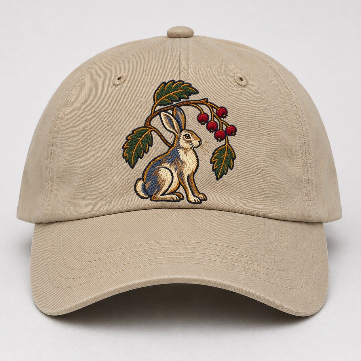 Scottish Rowan And Mountain Hare Uk Culture Heritage Baseball Cap – Khaki