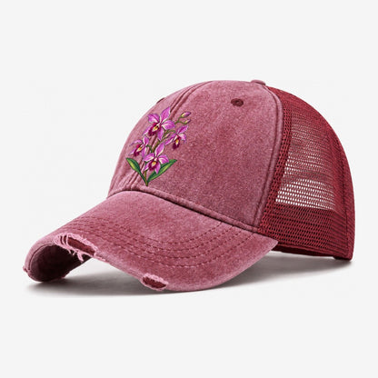 Queensland Cooktown Orchid Australia Cultural Icons Washed Trucker Hat – Wine Red