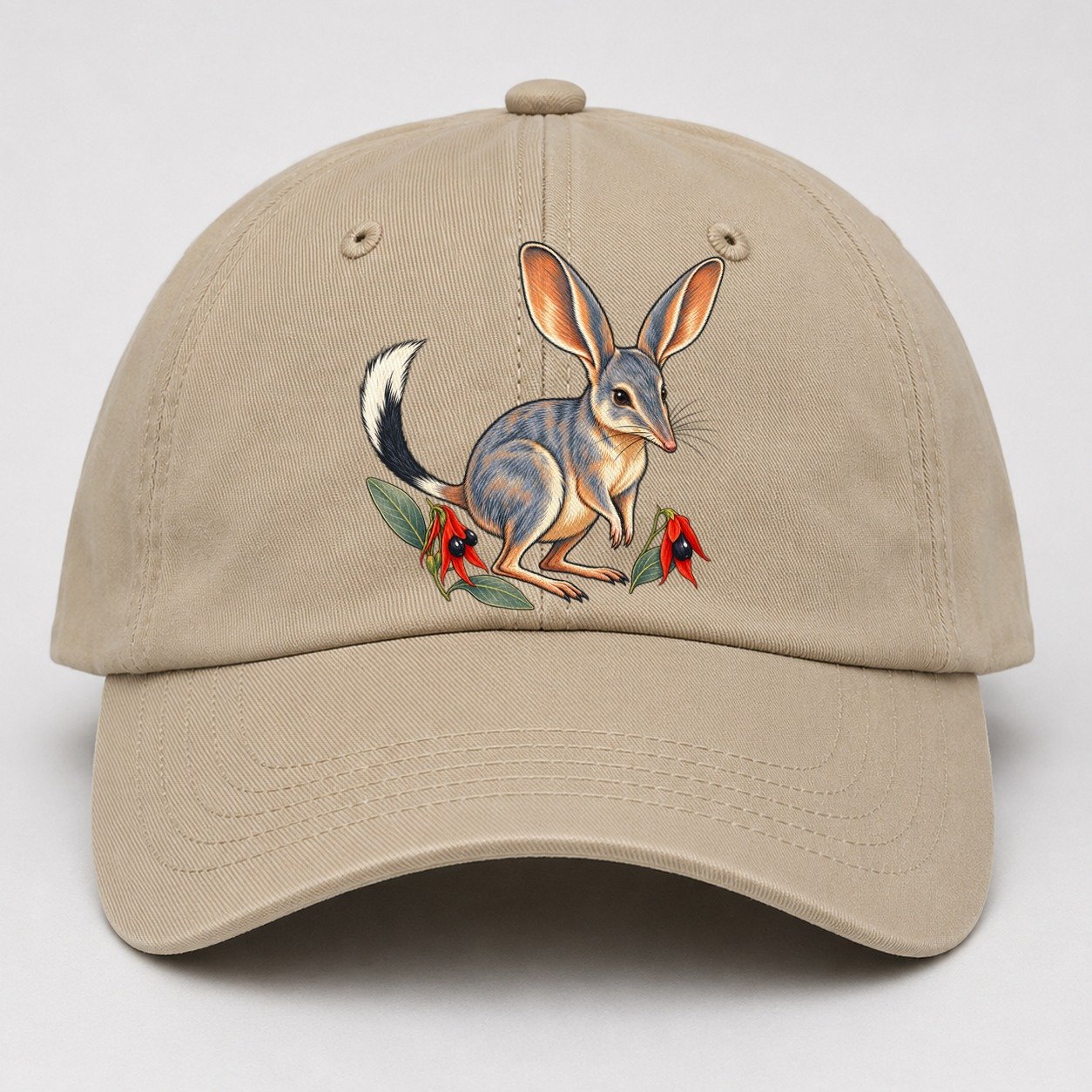 Greater Bilby And Sturt Desert Pea Australia Cultural Icons Baseball Cap – Khaki
