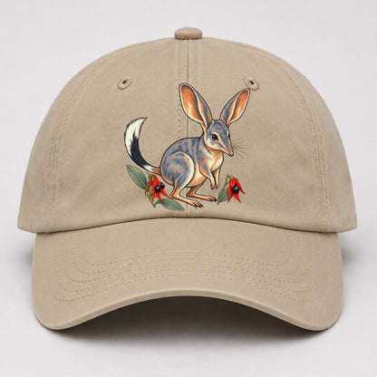 Greater Bilby And Sturt Desert Pea Australia Cultural Icons Baseball Cap – Khaki