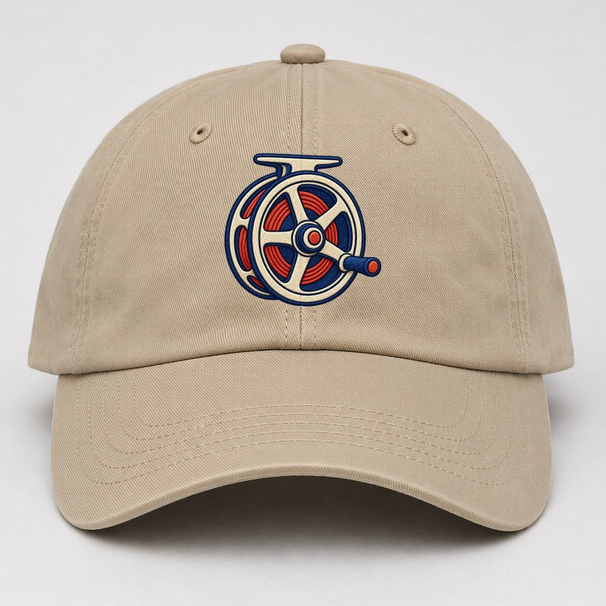 Fly Fishing Reel Tiny Solo Marks Baseball Cap – Khaki