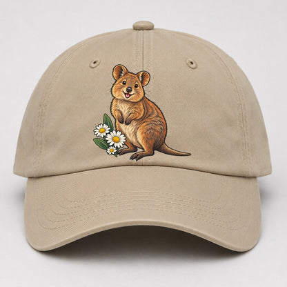 Quokka And Coastal Daisy Australia Cultural Icons Baseball Cap – Khaki