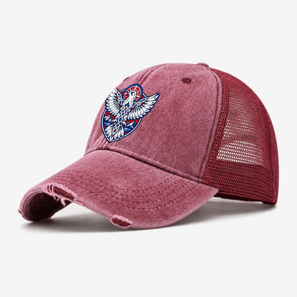 Iceland Minimal Emblem Country Logos Washed Trucker Hat – Wine Red