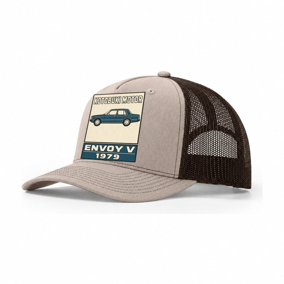 Kotobuki Envoy Showa Speed Plates Trucker Hat – Khaki Brown