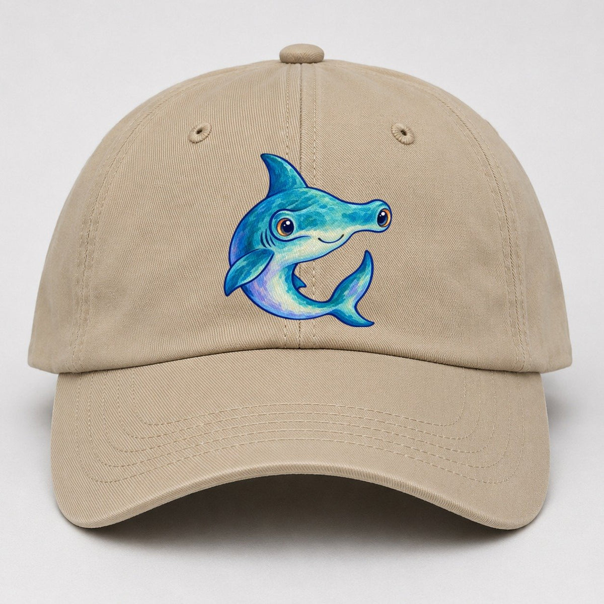 Hammerhead Shark Crescent Turn Sea Sprite Baseball Cap – Khaki