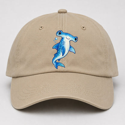 Hammerhead Shark Upward Swim Sea Sprite Baseball Cap – Khaki
