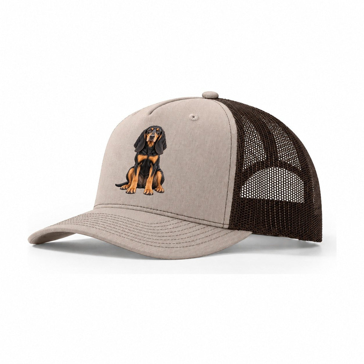 Black And Tan Coonhound Trucker Hat – Khaki Brown