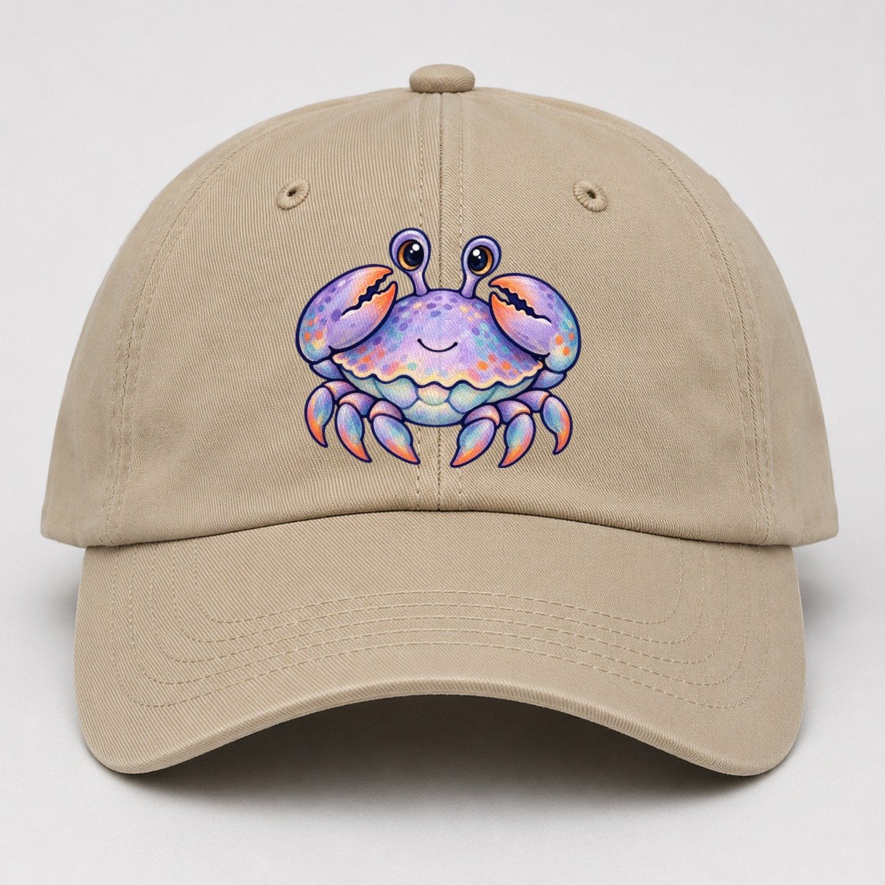 Crab Tucked Claw Hug Sea Sprite Baseball Cap – Khaki