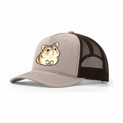 Dwarf Hamster Bright Ears Small Pet Logos Trucker Hat – Khaki Brown
