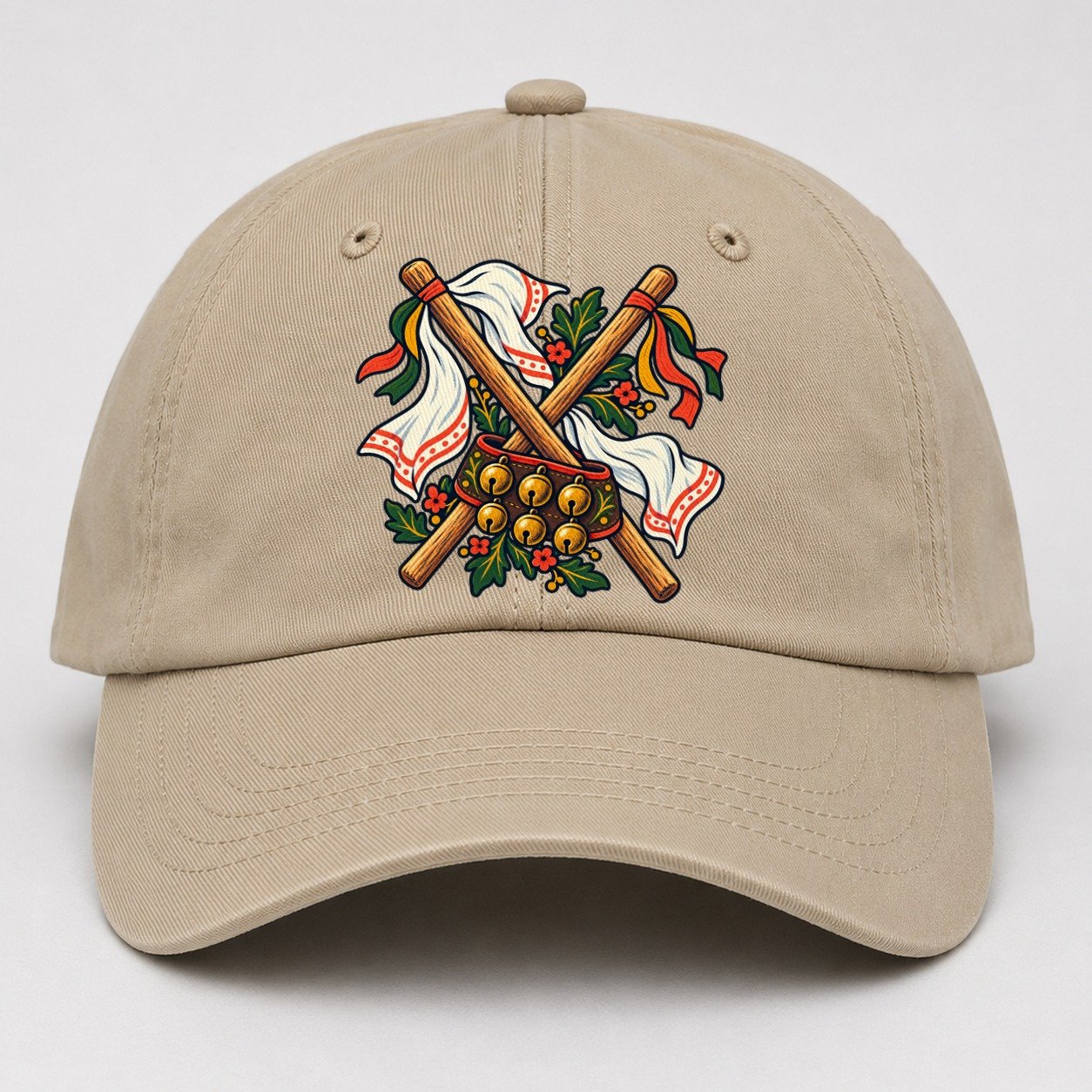 Morris Dance Bells Sticks And Handkerchiefs Uk Culture Heritage Baseball Cap – Khaki