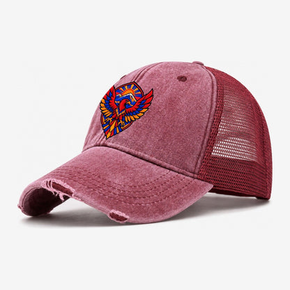 Armenia Minimal Emblem Country Logos Washed Trucker Hat – Wine Red
