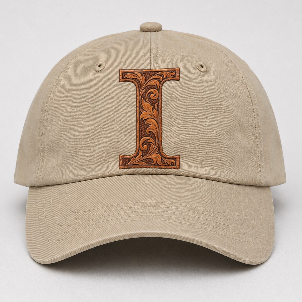 Tooled Leather I Monogram Baseball Cap – Khaki