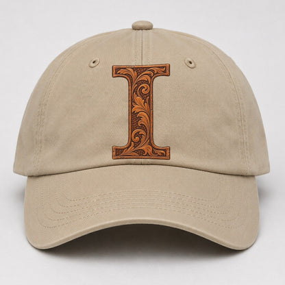 Tooled Leather I Monogram Baseball Cap – Khaki