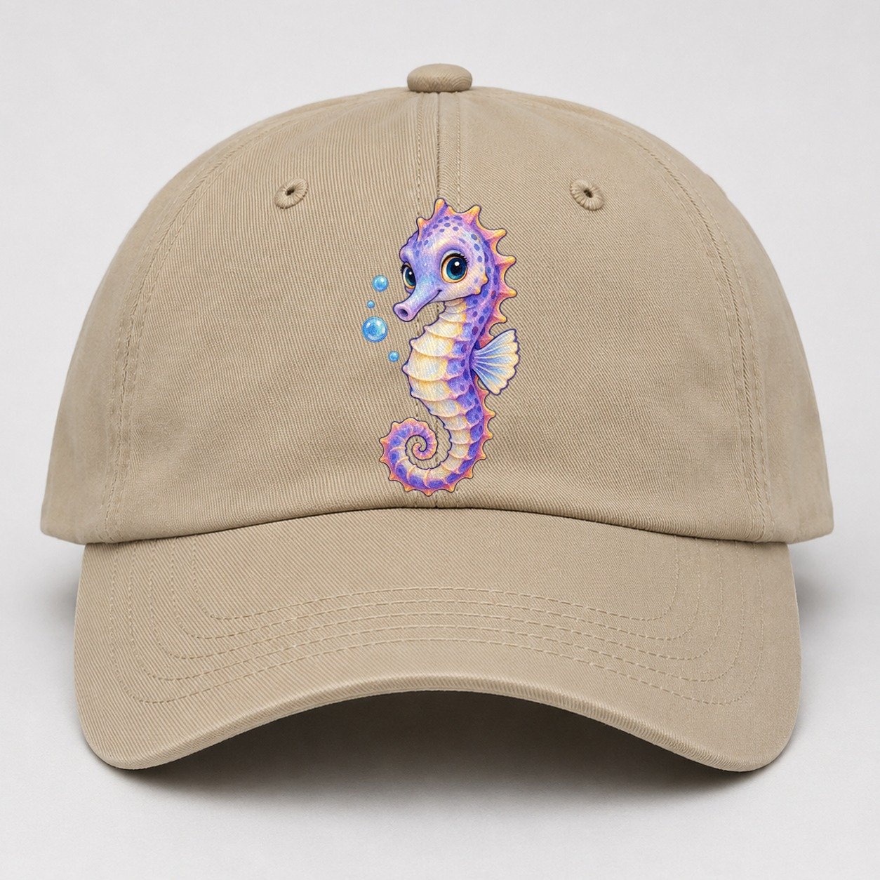 Seahorse Three Quarter Drift Sea Sprite Baseball Cap – Khaki