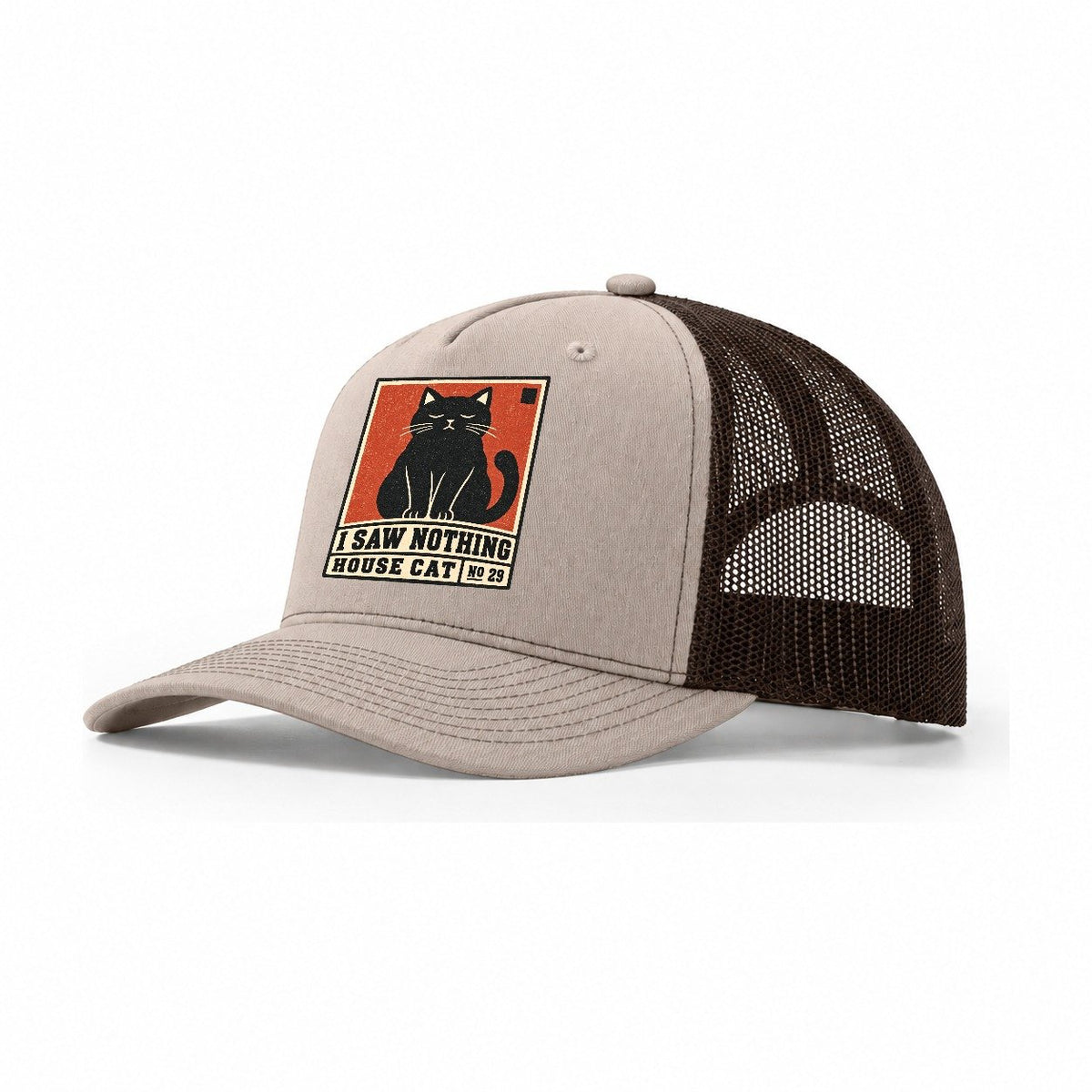 I Saw Nothing Neko Says No Trucker Hat – Khaki Brown