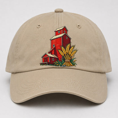 Prairie Grain Elevator And Wheat Sheaf Canada Cultural Icons Baseball Cap – Khaki