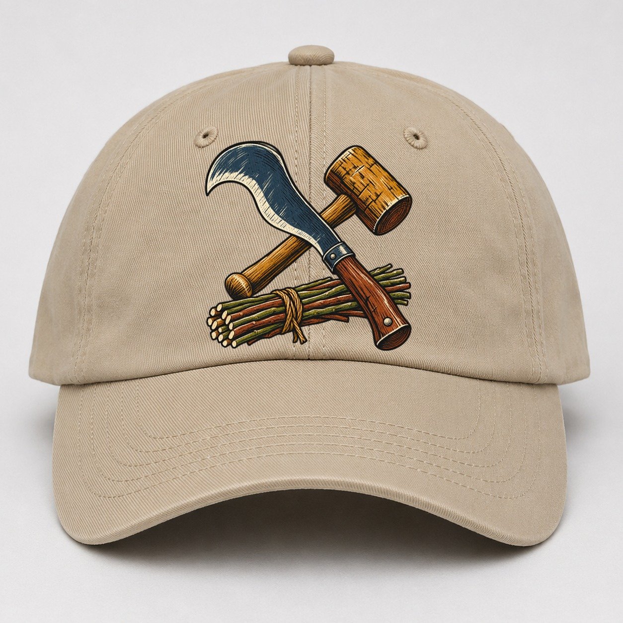 Hedgelayer Billhook Mallet And Hazel Rods Uk Culture Heritage Baseball Cap – Khaki