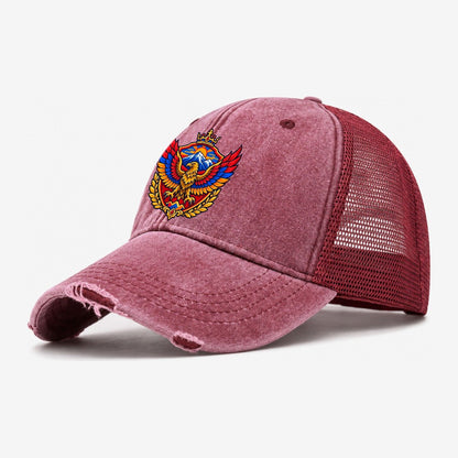 Armenia Heraldic Crest Country Logos Washed Trucker Hat – Wine Red