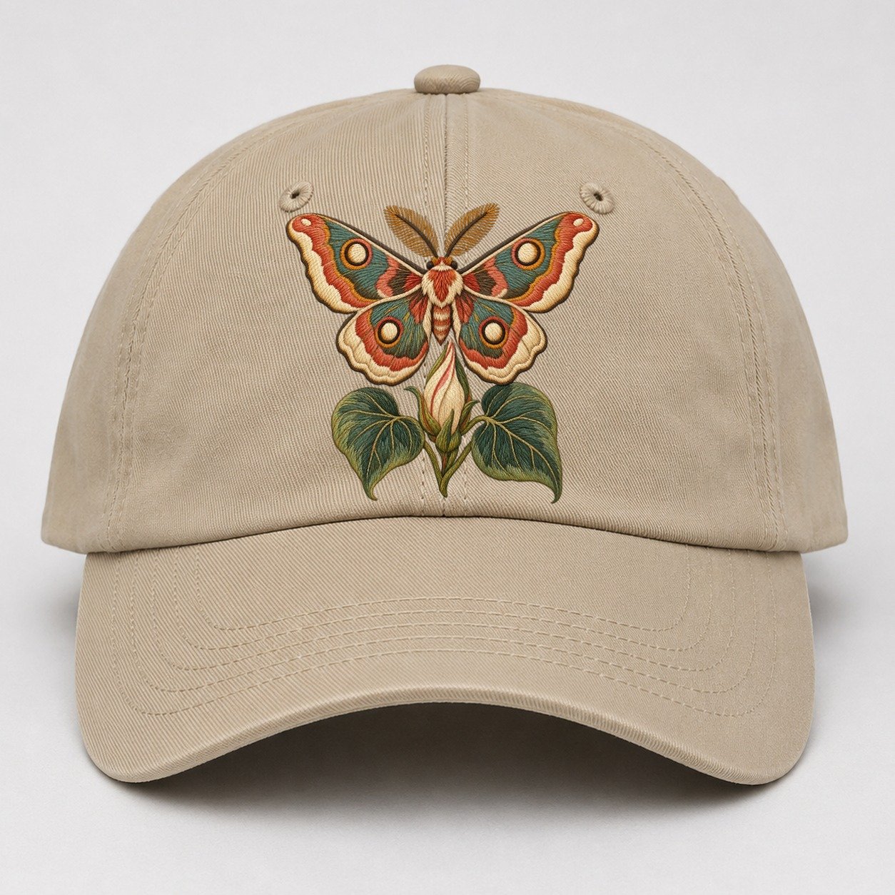 Silk Moth Moonflower Rest Gentle Wild Baseball Cap – Khaki