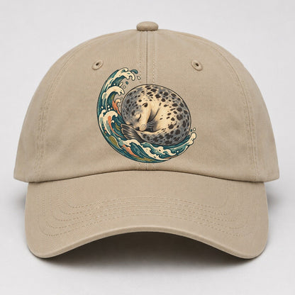 Sleeping Seal Tide Crescent Gentle Wild Baseball Cap – Khaki