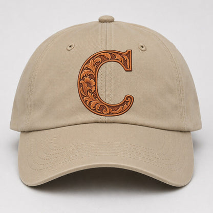 Tooled Leather C Monogram Baseball Cap – Khaki