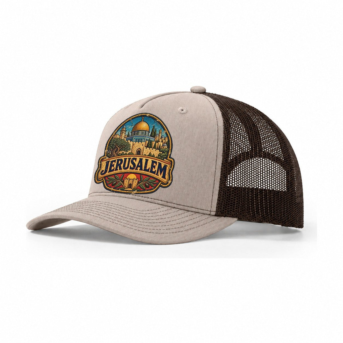 Jerusalem Travel Patch Jerusalem Trucker Hat – Khaki Brown
