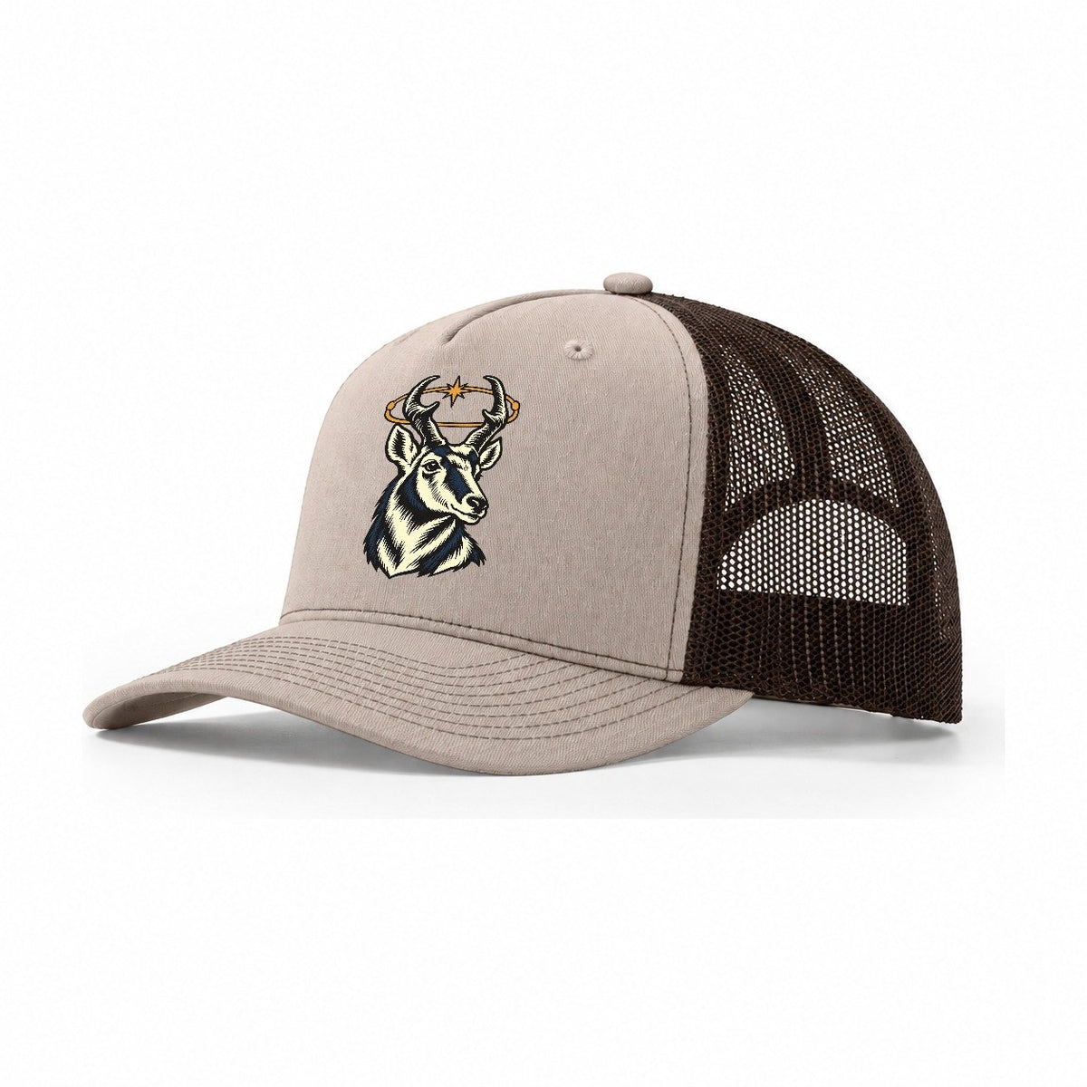 Pronghorn Orbit Horns Sundown Familiars Trucker Hat – Khaki Brown