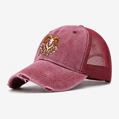 Cyprus Minimal Emblem Country Logos Washed Trucker Hat – Wine Red