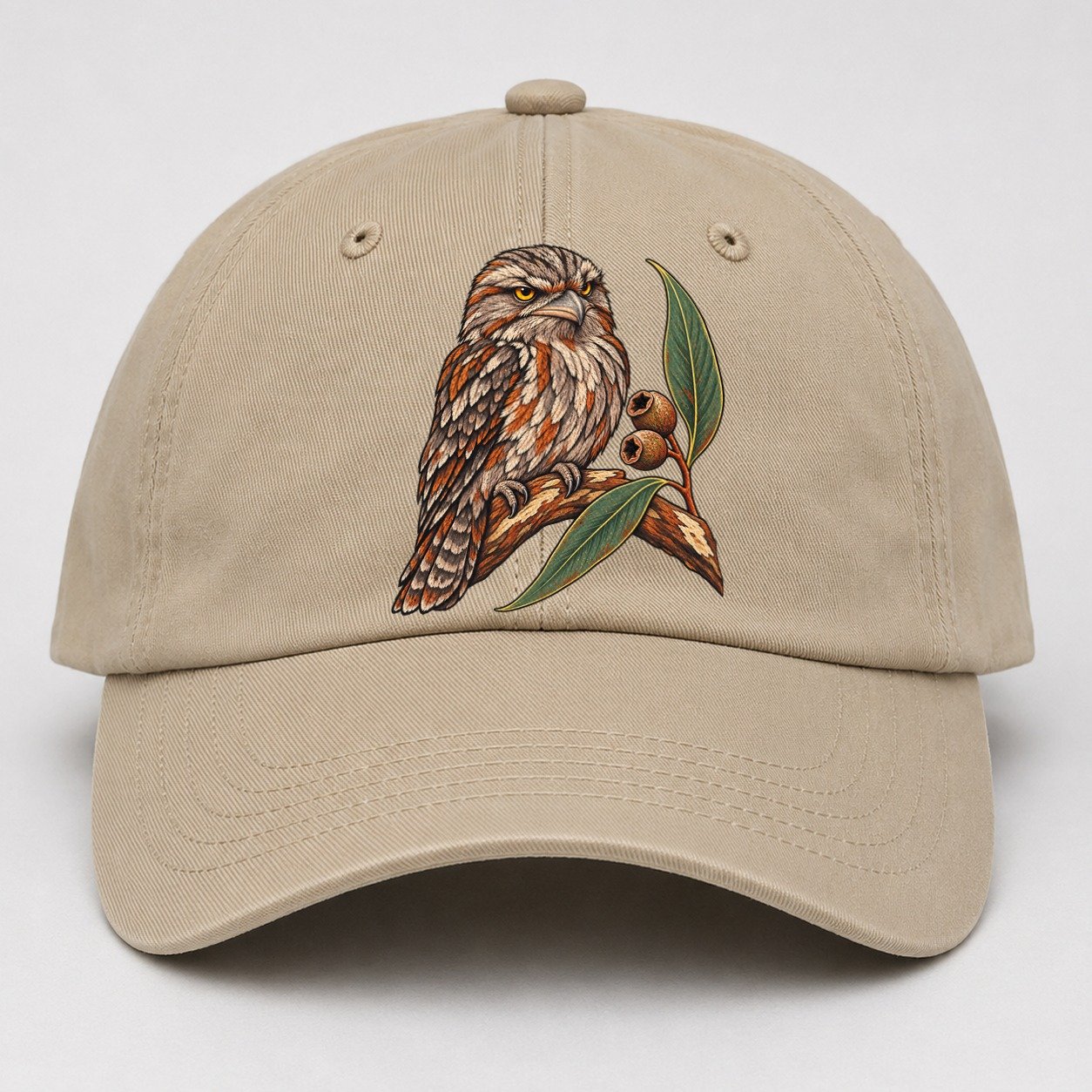 Tawny Frogmouth And Gum Nuts Australia Cultural Icons Baseball Cap – Khaki