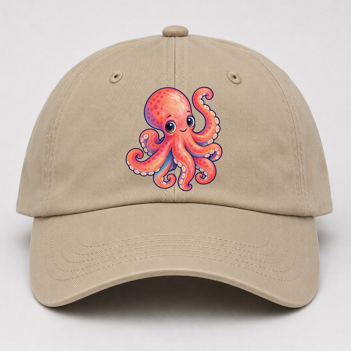Octopus Tucked Curl Sea Sprite Baseball Cap – Khaki