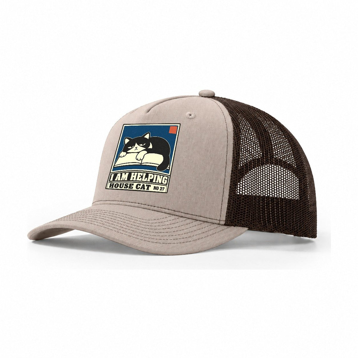 I Am Helping Neko Says No Trucker Hat – Khaki Brown