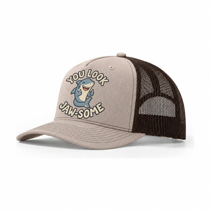 Shark Animal Puns Trucker Hat – Khaki Brown