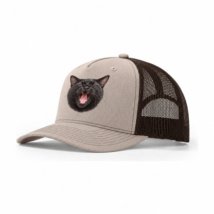 Black Cat Velvet Yawn Pastimes Companions Trucker Hat – Khaki Brown