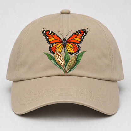 Monarch Butterfly And Milkweed Pods Canada Cultural Icons Baseball Cap – Khaki