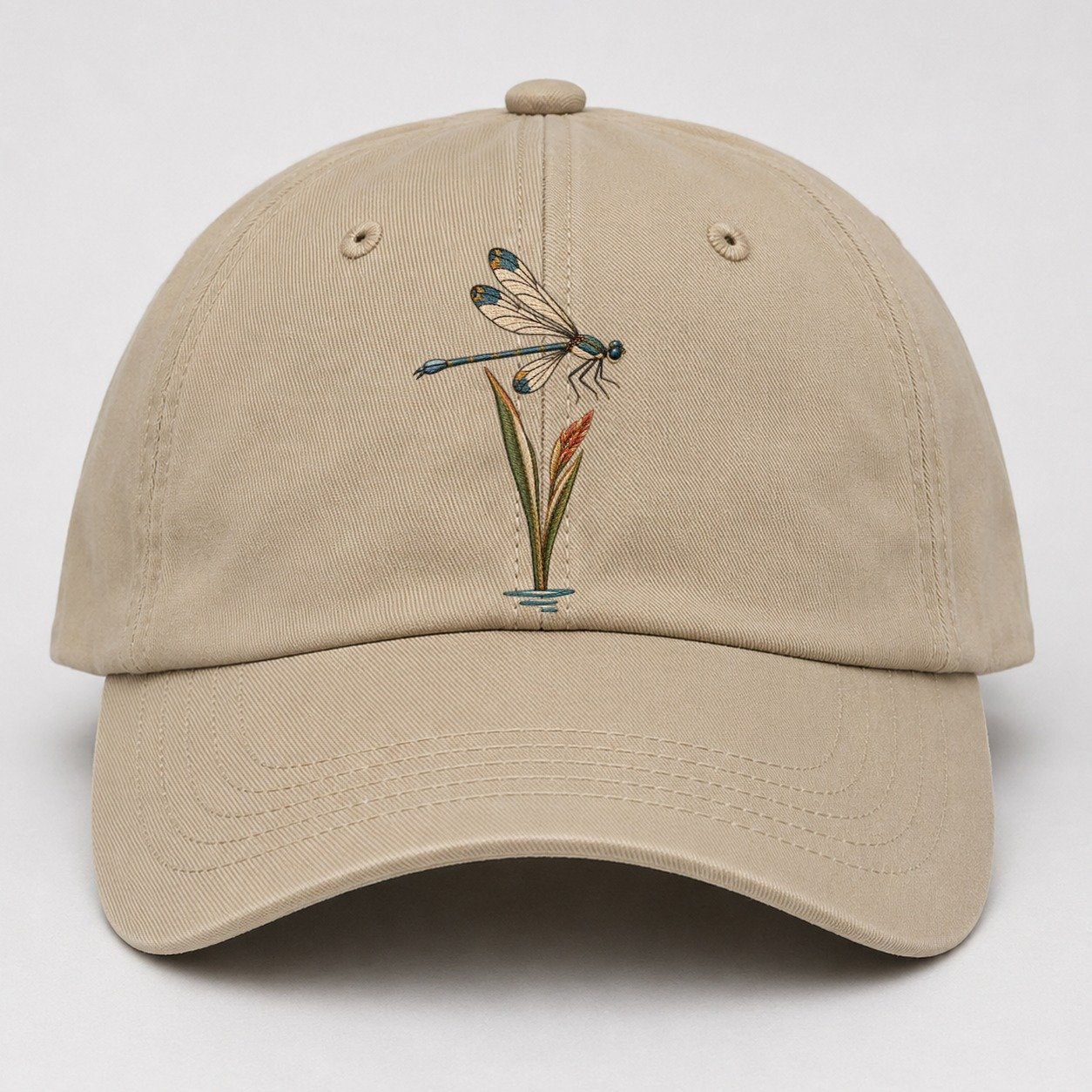 Damselfly Reed Reflection Gentle Wild Baseball Cap – Khaki