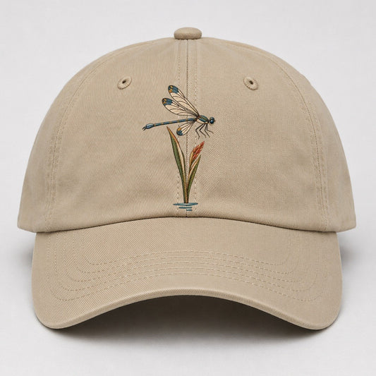 Damselfly Reed Reflection Gentle Wild Baseball Cap – Khaki