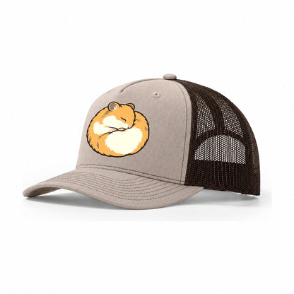Hamster Curl Nap Small Pet Logos Trucker Hat – Khaki Brown