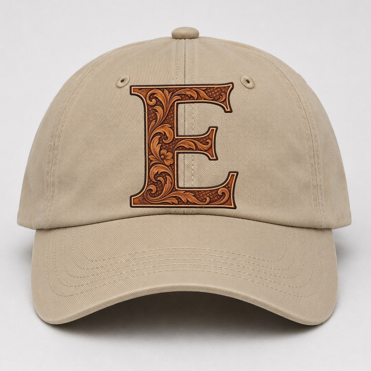 Tooled Leather E Monogram Baseball Cap – Khaki
