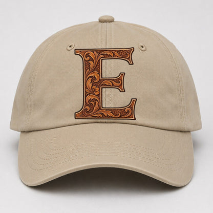 Tooled Leather E Monogram Baseball Cap – Khaki
