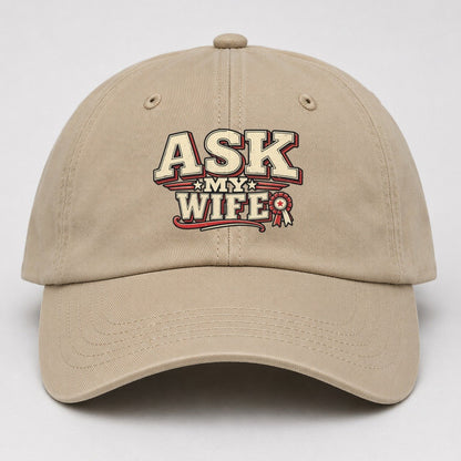 Ask My Wife American Wit Baseball Cap – Khaki