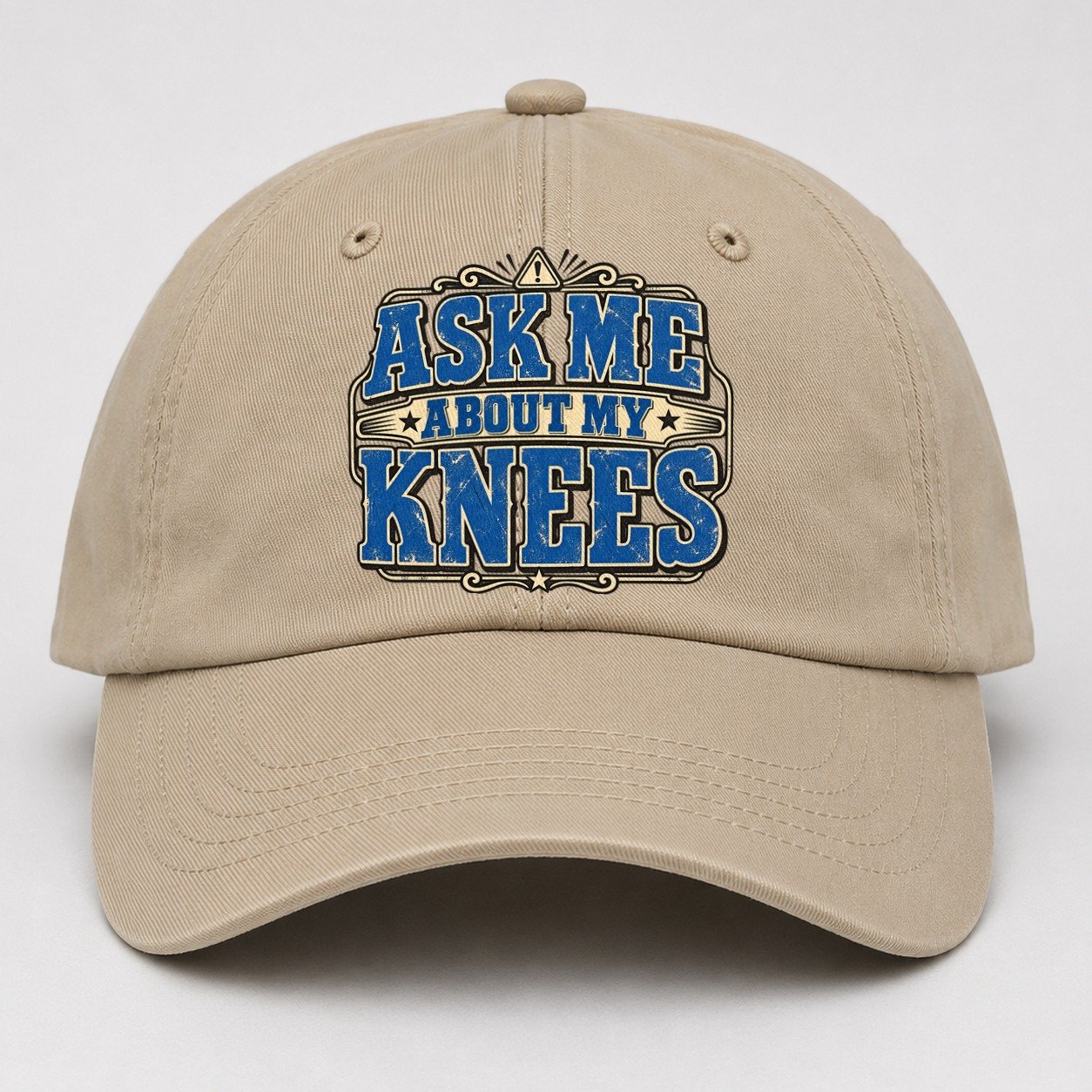 Ask Me About My Knees American Wit Baseball Cap – Khaki