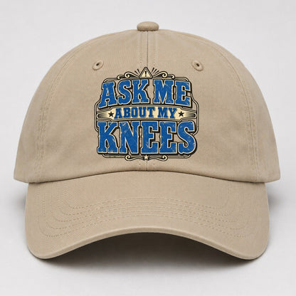 Ask Me About My Knees American Wit Baseball Cap – Khaki