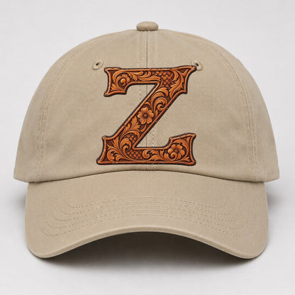 Tooled Leather Z Monogram Baseball Cap – Khaki
