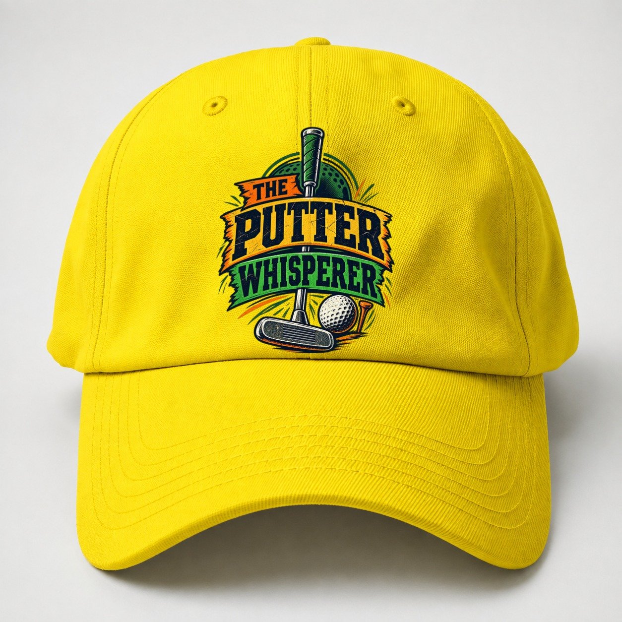 The Putter Whisperer Golf Life Baseball Cap – Yellow