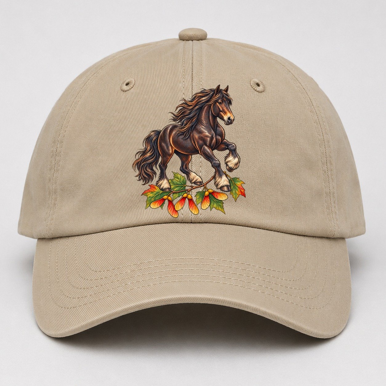 Canadian Horse And Sugar Maple Samaras Canada Cultural Icons Baseball Cap – Khaki
