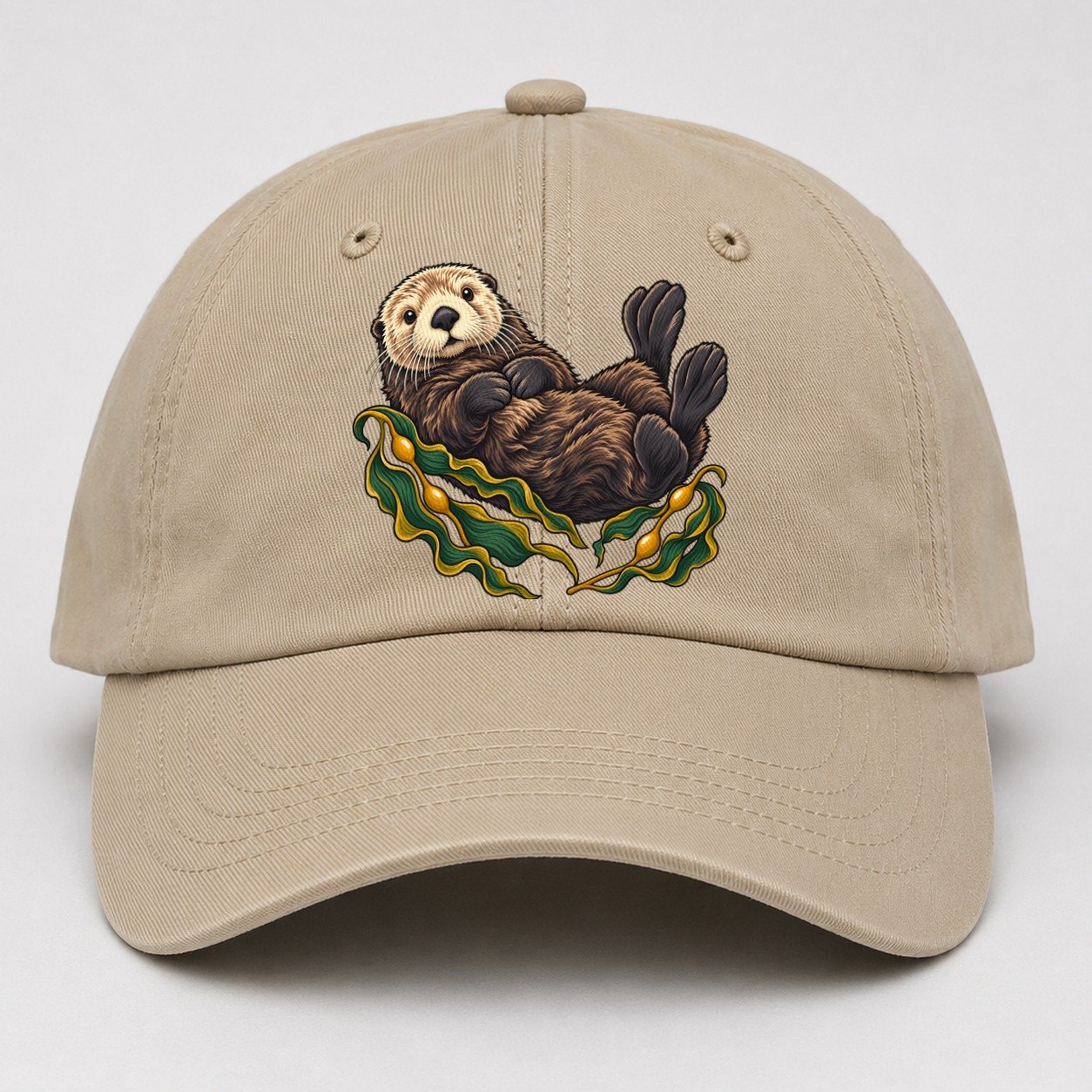 Sea Otter And Bull Kelp Canada Cultural Icons Baseball Cap – Khaki