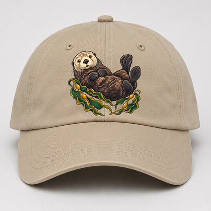Sea Otter And Bull Kelp Canada Cultural Icons Baseball Cap – Khaki