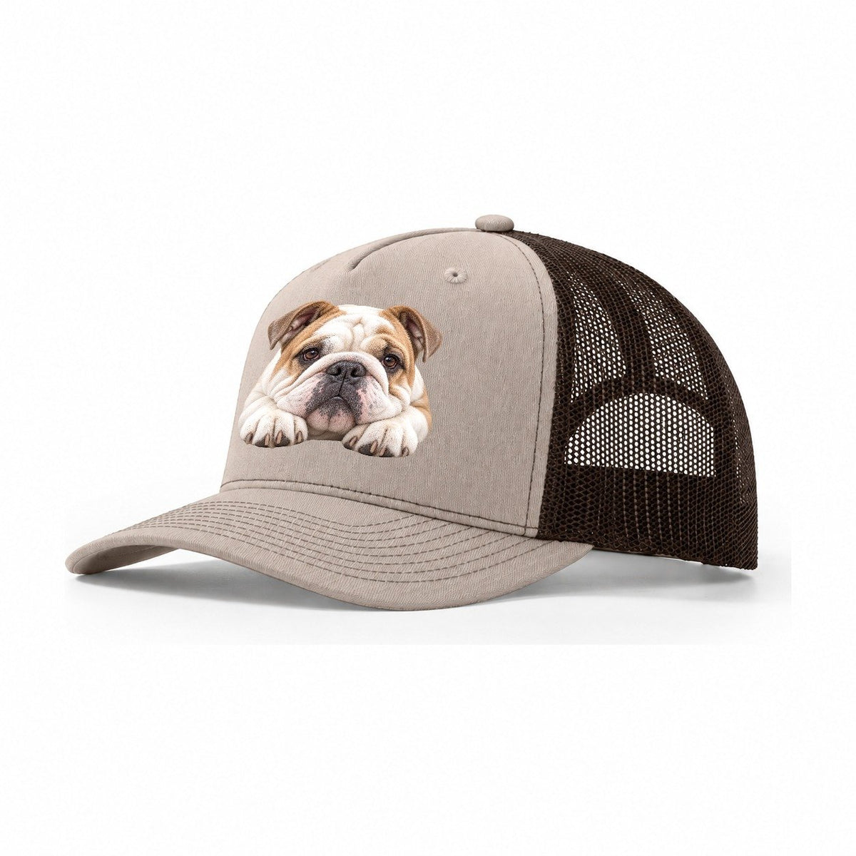 Bulldog Paw Pillow Character Club Trucker Hat – Khaki Brown